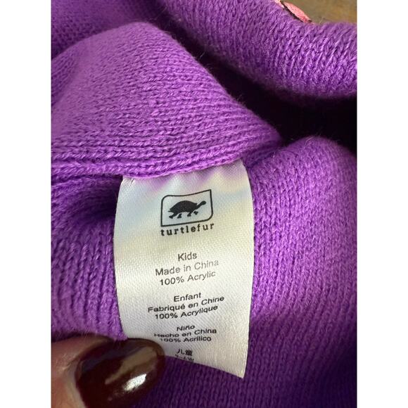 Turtle Fur Kids Unicorn Pom Beanie Hat Purple Winter Snow - Picture 3 of 6